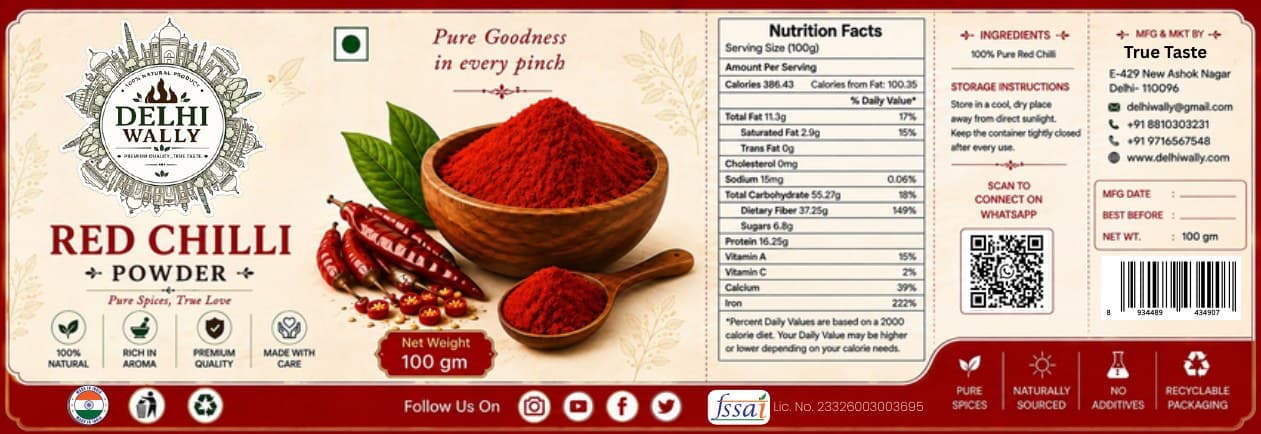 Red Chilli Powder 100g packaging